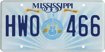 MS license plate HWO466