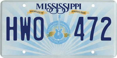 MS license plate HWO472