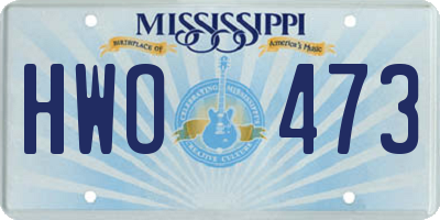 MS license plate HWO473