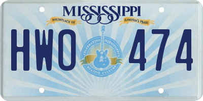 MS license plate HWO474