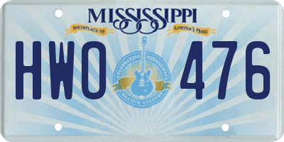 MS license plate HWO476