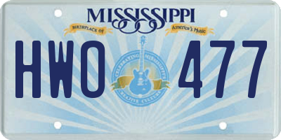 MS license plate HWO477