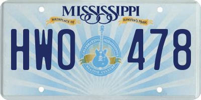 MS license plate HWO478