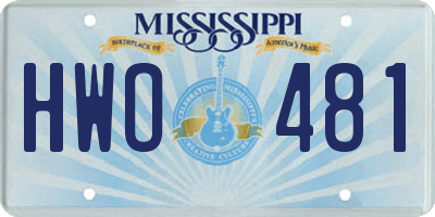 MS license plate HWO481
