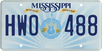 MS license plate HWO488