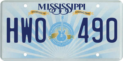 MS license plate HWO490