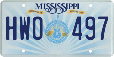 MS license plate HWO497
