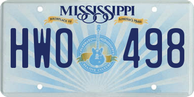 MS license plate HWO498