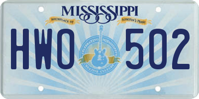 MS license plate HWO502
