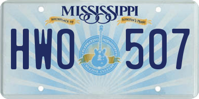 MS license plate HWO507