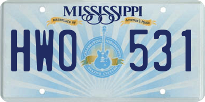 MS license plate HWO531