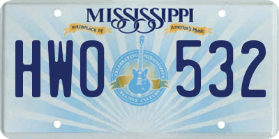 MS license plate HWO532