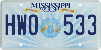 MS license plate HWO533