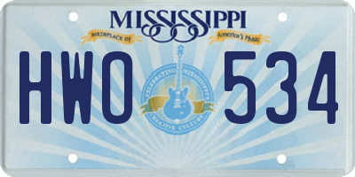 MS license plate HWO534