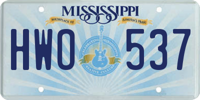 MS license plate HWO537