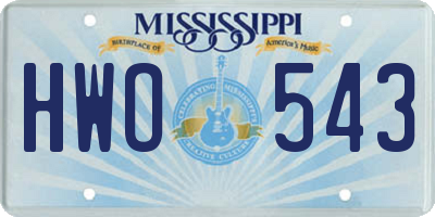 MS license plate HWO543