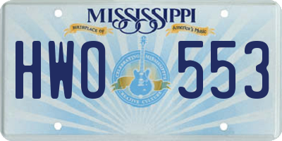 MS license plate HWO553