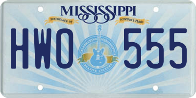MS license plate HWO555