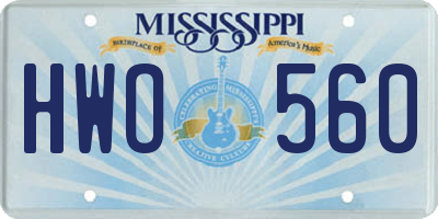 MS license plate HWO560