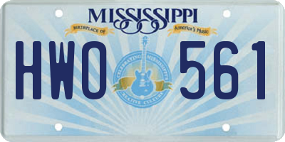 MS license plate HWO561
