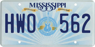MS license plate HWO562