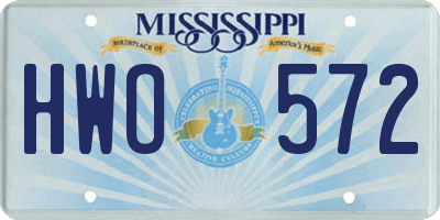 MS license plate HWO572