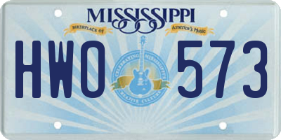 MS license plate HWO573