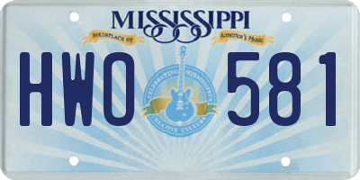 MS license plate HWO581
