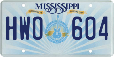 MS license plate HWO604
