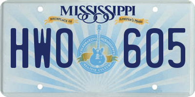 MS license plate HWO605