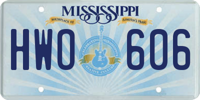 MS license plate HWO606