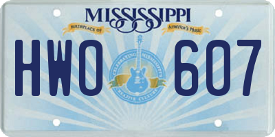 MS license plate HWO607