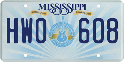 MS license plate HWO608