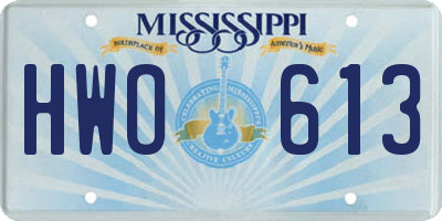 MS license plate HWO613