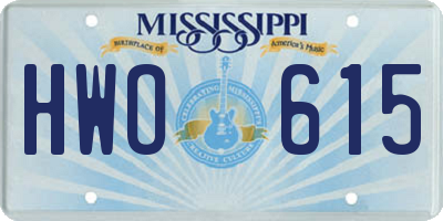 MS license plate HWO615