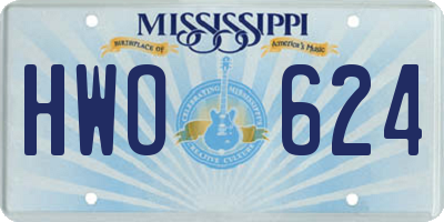 MS license plate HWO624