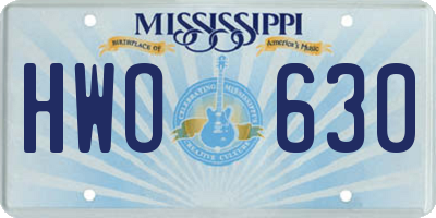 MS license plate HWO630