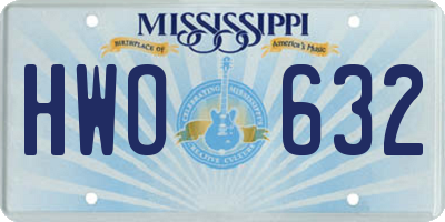 MS license plate HWO632