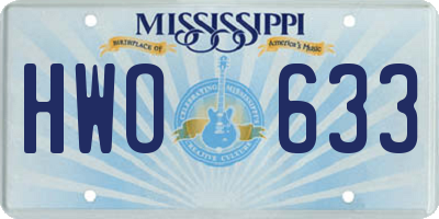 MS license plate HWO633
