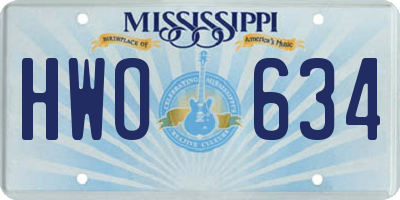 MS license plate HWO634