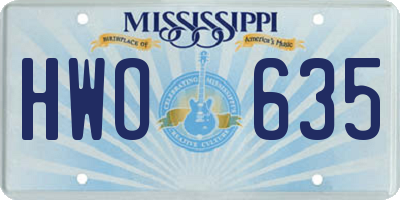 MS license plate HWO635