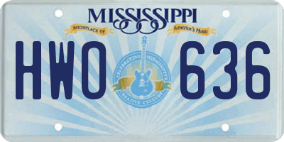 MS license plate HWO636