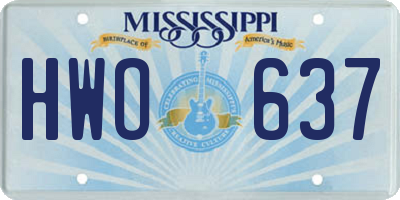MS license plate HWO637