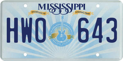 MS license plate HWO643