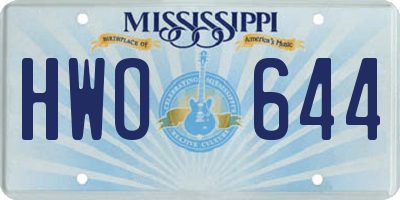 MS license plate HWO644