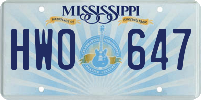 MS license plate HWO647