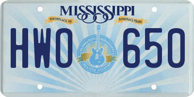 MS license plate HWO650