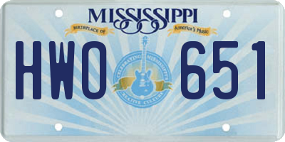 MS license plate HWO651