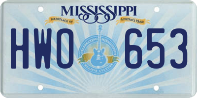MS license plate HWO653