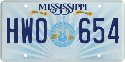 MS license plate HWO654